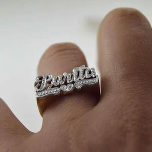 Custom 3D <strong>Name</strong> <strong>Ring</strong> - Personalized 18K Gold Plated Brass Finger <strong>Ring</strong> - Engagement Wedding <strong>Ring</strong> for Women Jewelry Gift - Product Image 6
