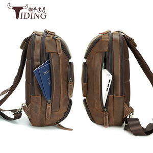 Tiding Sac de poitrine pour homme en cuir véritable multifonctionnel pour l'extérieur, sac à bandoulière marron foncé P5133BSZ - Product Image 4