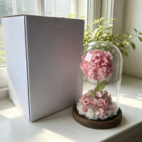 Bunga Hydrangea Awet Shangchu dalam Kubah Kaca - Ornamen Bunga Abadi Bergaya INS yang Elegan, Hadiah Kreatif Mewah untuk Rumah/Meja