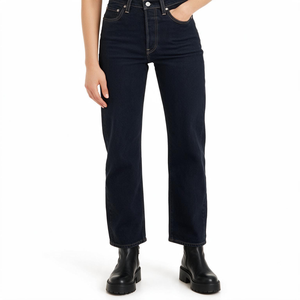 Jeans de mezclilla de cintura alta para mujer, ajustados, oscuros, transpirables, de verano, rectos, cortos, elásticos, hasta el tobillo, informales, OEM ODM - Product Image 1