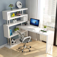 Bureau d'ordinateur d'angle flottant extensible de luxe contemporain, bibliothèque en teck, solution pour petit espace, montage mural, utilisation à domicile ou au bureau