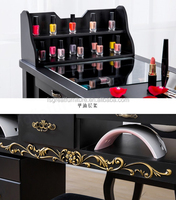 Le plus nouveau bureau noir de station thermale d'ongle avec le ventilateur meubles professionnels de salon de manucure Table en bois de manucure avec des tiroirs