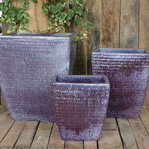 Macetas y macetas de cerámica esmaltadas para flores, color azul y blanco, venta al por mayor - Product Image 4