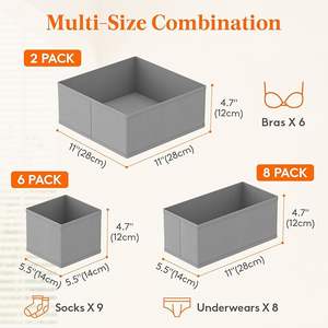 Drawer Organizer Clothes for Closet 16 Pack 3 Sizes Underwear Wardrobe Drawer Dividers Fabric Foldable Organizer Bins for <b>Sock</b> - Product Image 5