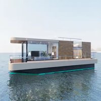 Bateau-maison ponton électrique solaire de 8,5 m, fabrication soudée, mobile sur l'eau, préfabriqué, pour fêtes et pêche