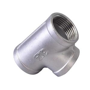 Pieza de precisión de acero inoxidable 201/304/316L, roscada de tres vías con rosca interna - Product Image 1