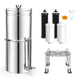 Filtre à eau par gravité Cobectal 3,0 gallons en acier inoxydable 304, purificateur de comptoir à 8 étapes avec support et filtres - Product Image 1