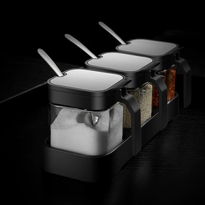 新款调料罐玻璃盐调味瓶轻豪华厨房盒套装10-20元 - Product Image 1