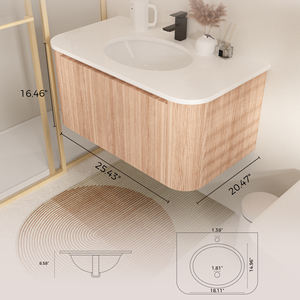 USA Free Shipping Customized Simple Design Wall Mount Bathroom <strong>Vanity</strong> Cabinets 90cm Round Bathroom Cabinet <strong>Vanity</strong> With Basin - Product Image 2