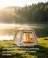 Compact 4.6 ㎡   Tente de glamping gonflable avec doubles portes et fenêtres, tente respirante 300D Ridge Air pour couples, installation rapide, OEM
