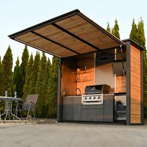 Cuisine extérieure moderne en acier portable, station de cuisson préfabriquée avec grill, évier, réfrigérateur, prête à être expédiée pour utilisation en magasin - Product Image 3