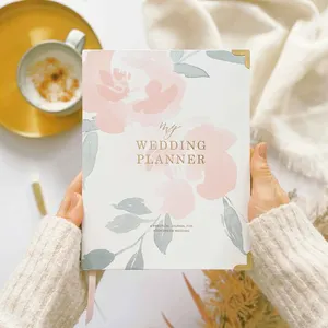 Organizzatore di nozze di lusso personalizzato con copertina rigida in lamina d'oro bordi giorno Wedding Planner per matrimonio sposa Agenda quaderno