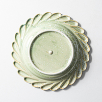 Assiette en céramique à bord perlé pour décoration de table de mariage, finition verte, vaisselle créative pour dessert et steak, idéale pour hôtels et restaurants