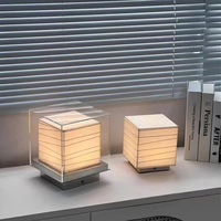 Lampe de table en verre de style nordique WabiSabi, rechargeable, pour salon, chambre à coucher, décoration intérieure, éclairage d'intérieur, bureau, lampe de chevet pour la lecture