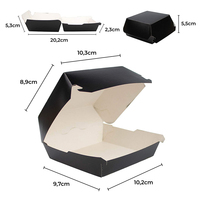 Caja de Cartón Negra para Envíos, Almuerzo, Hamburguesas, Comida para Llevar, Embalaje de Grado Alimenticio, Caja de Papel para Hamburguesas