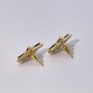 Pendientes de Botón de Circonita en Forma de Pera Azul Pavo Real, Estilo Clásico Vintage, Chapados en Oro y Latón, de Tianyu Gems - Product Image 6