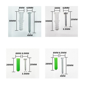 Vis autoperceuses Nagashin avec tubes d'expansion en plastique vert, tête encastrée, acier au carbone 1008 de qualité A pour fixation murale - Product Image 3