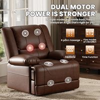 Fauteuil inclinable électrique moderne à double moteur avec massage, chaleur, positions infinies, ports USB, télécommande et revêtement en cuir respirant pour personnes âgées
