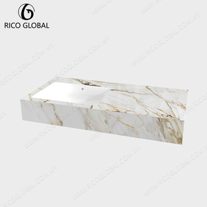 Lavabo de una Pieza de Porcelana de Lujo Moderno con Diseño Integrado - Product Image 4