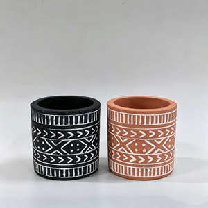 Vente chaude 2026 : Pots à fleurs en ciment à motif bohème noir <span class=keywords><strong>pour</strong></span> la décoration intérieure et extérieure, jardin, balcon - Product Image 3