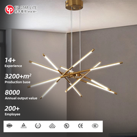 Lustre suspendu LED linéaire moderne Sputnik, style nordique simple, à intensité variable, pour restaurant et salon