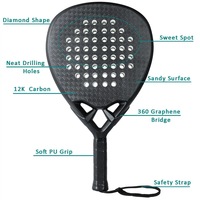 Raquette de padel en fibre de carbone avec face en mousse EVA à mémoire de forme, forme diamant personnalisée, vente directe usine