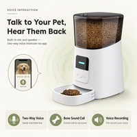 Distributeur automatique intelligent 6L pour chats et chiens, en plastique moderne, avec contrôle WiFi, enregistrement vocal, bouton d'alimentation manuel et bol amovible