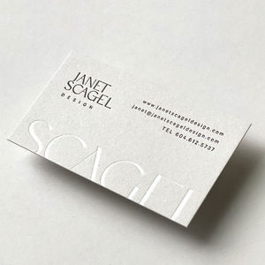 Biglietto da visita con stampa tipografica in rilievo con nome personalizzato riciclato di lusso carta bianca grazie alla visita - Product Image 1