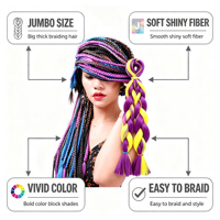 Extensions de cheveux synthétiques doubles en fibre pour tresses, style hip-hop, petites dreadlocks, bandes de tressage, perruques de discothèque reggae, pour cheveux africains noirs