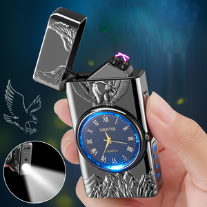 Briquet électronique de <span class=keywords><strong>luxe</strong></span> multifonctionnel personnalisé, montre à quartz, cadeau pour hommes, vente en gros - Product Image 1