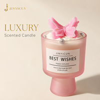 Bougie parfumée sur piédestal en verre givré personnalisé avec décoration papillon, étiquette privée OEM ODM, cadeau de luxe pour la maison, décoration