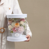Boîte à fleurs ronde en PVC transparent, boîte cadeau pour fleurs, tube à fleurs, porte-bouquet, boîte d'emballage pour fleurs