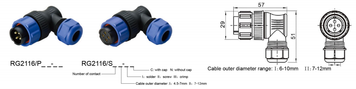 Industrial RG2112 SP21 Waterproof Panel Mount Connector 500V 30A For Automotive