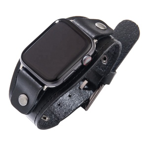 Cinturino di Lusso per <span class=keywords><strong>Apple</strong></span> Watch in Vera Pelle di Vacchetta, Stile Retrò con Chiusura a Polsino, 38/40MM, Accessori per Orologi - Product Image 6