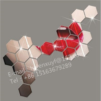 Miroirs décoratifs pour la maison, bronze, carreaux de miroir hexagonal auto-adhésif, carreaux de mosaïque 18x21, vente en gros, pièces