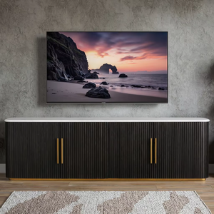 Nuevo Diseño de Muebles de Sala de Estar Estilo Americano, <span class=keywords><strong>Mueble</strong></span> para <span class=keywords><strong>TV</strong></span> de Lujo con Cubierta de Mármol, <span class=keywords><strong>Madera</strong></span> Maciza de <span class=keywords><strong>Roble</strong></span>, Consola Multimedia de 4 Puertas - Product Image 3