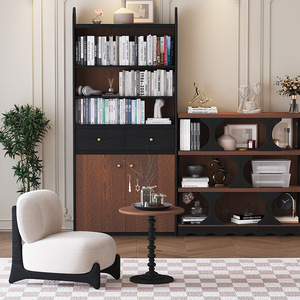 Librería Industrial de Roble <span class=keywords><strong>Rojo</strong></span> Norteamericano Sólido con Almacenamiento de Pared Completo y Vitrina de Exhibición para Sala de Estar - Product Image 3