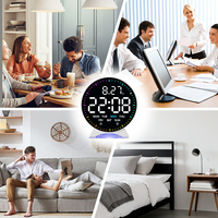 Horloge de table ronde à LED 3D surdimensionnée avec rétroéclairage, thème personnalisé, logo personnalisé, importateur, veilleuse, chiffres, 4 pouces