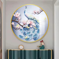 Peinture murale en porcelaine cristal pour la maison moderne plante ronde motif floral porche peinture suspendue étude fond peinture murale