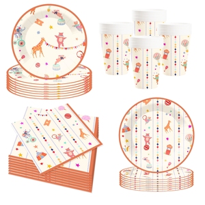DAMAI 2025 Nuevos Estilos, Juego de Vajilla para Fiesta de Cumpleaños con Temática de Circo, Incluye Platos y Servilletas Desechables de Papel para Fiestas Infantiles - Product Image 6
