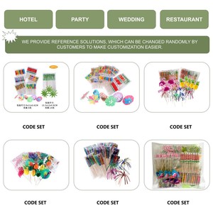 ECO JFB 2025 OEM, бумажный Зонт с узором на заказ, зубочистки для коктейльных напитков, бумажные зонтики, Гавайские Тики, украшения для вечеринок - Product Image 4