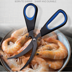 Tijeras para mariscos de acero inoxidable con hoja curva para desvenar camarones y filetear pescado, uso en cocina - Product Image 3