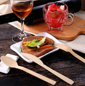 Juego de <span class=keywords><strong>Cubiertos</strong></span> de Bambú Biodegradables Desechables Ecológicos para Fiestas, Cuchillo, Tenedor y Cuchara para Comida para Llevar - Product Image 6