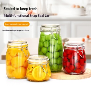 ขวดแก้วใสปากกว้างแบบมีฝาปิดสนิทสำหรับเก็บของในครัว ใช้สำหรับดองผัก แยม และถนอมอาหาร - Product Image 1