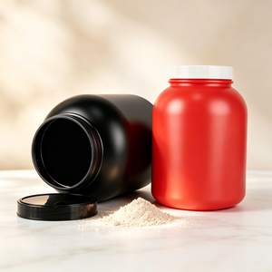 Bouteilles en plastique HDPE noir et rouge de 7500 ml et 5600 ml pour poudre de protéines, compléments alimentaires, avec bouchon à vis. - Product Image 5