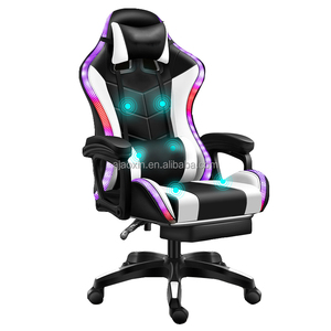 Chaise de bureau ergonomique à dossier haut, inclinable et réglable en hauteur, chaise de jeu <span class=keywords><strong>PC</strong></span> RGB, chaise de <span class=keywords><strong>gamer</strong></span> avec massage et haut-parleurs, chaise de jeu de course - Product Image 4