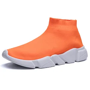 2023 personalizza il tuo marchio in maglia tessuta Zapatillas de Deporte Unisex moda traspirante Sport calzino scarpe Casual per uomo Sneakers