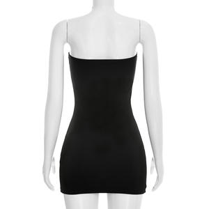 Viviblook J26DS045 Nouvelle robe d'été pour femmes, couleur unie, sexy, coupe ajustée, sans bretelles, mini robe, robe de soirée sexy pour femmes - Product Image 6