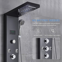 Panneau de douche à lumière LED Ensemble de robinets de douche cascade SPA Massage Jet Bath Shower Column