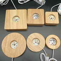Interrupteur USB lumineux et solide créatif veilleuse moderne pour la maison lampe en cristal 3D décoration de base en bois à LED